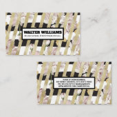 Blumenmuster und Streifen aus Gold Visitenkarte (Vorne/Hinten)