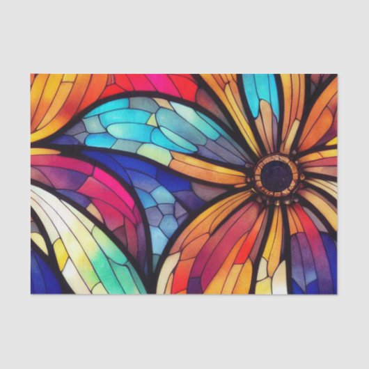 Blumenmuster verkleidetes Glas Decoupage Seidenpapier (Vorderseite)