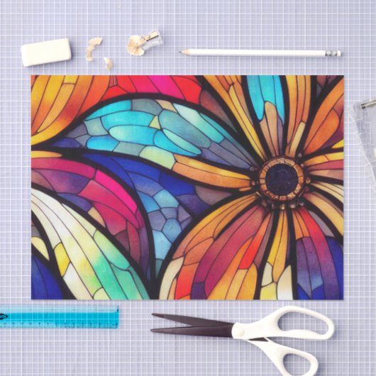 Blumenmuster verkleidetes Glas Decoupage Seidenpapier (Handwerk)