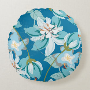 Blumenmuster, vielseitiges Design der Blume. Rundes Kissen