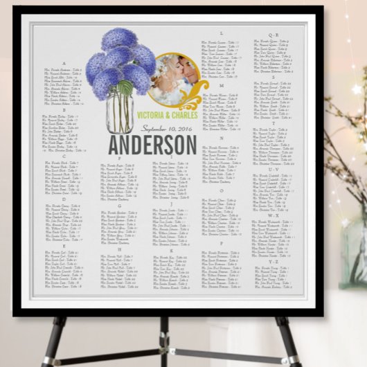 Blumenmuster Vintag Modern Mason JAR Sitzkarte Poster