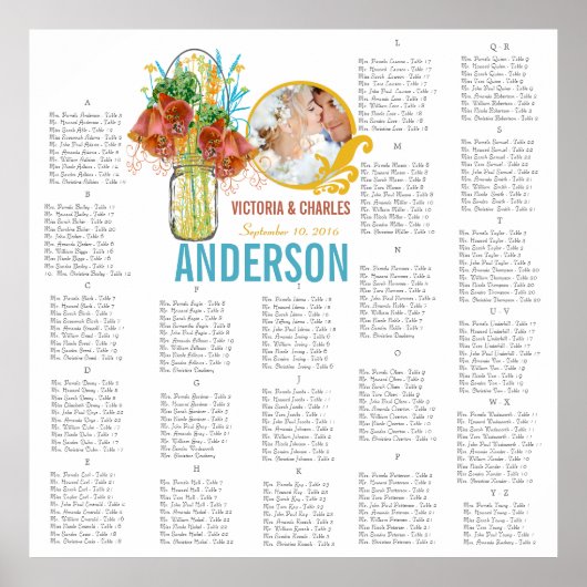 Blumenmuster Vintag Modern Mason JAR Sitzkarte Poster (Vorne)