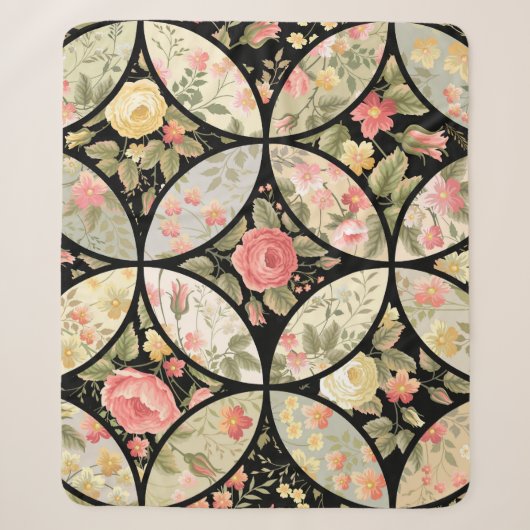 Blumenmuster Vintag Nahtloses Muster Sherpadecke (Vorderseite)