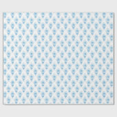 Blumenmuster | Vintage Blau Toile Geschenkpapier (Flach)