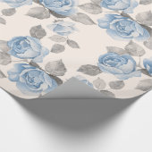 Blumenmuster. Vintage blaue Rose Geschenkpapier (Ecke)