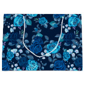 Blumenmuster Vintage blaue Rose Große Geschenktüte (Vorderseite)