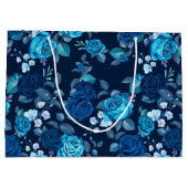 Blumenmuster Vintage blaue Rose Große Geschenktüte (Rückseite)