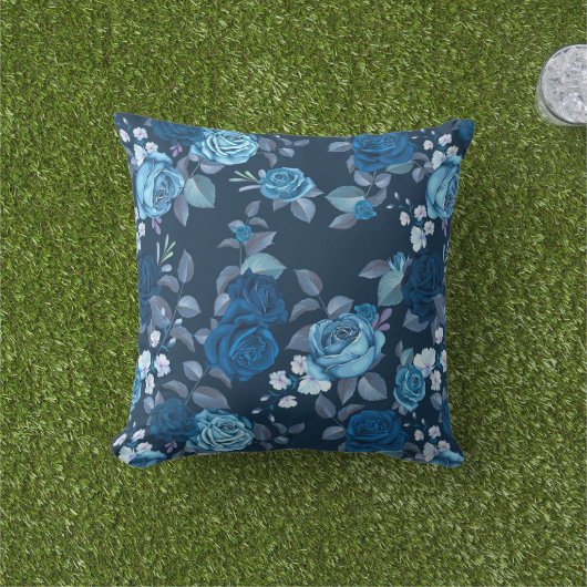 Blumenmuster Vintage blaue Rose Kissen (Golfball-Marker)