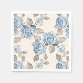 Blumenmuster. Vintage blaue Rose Serviette