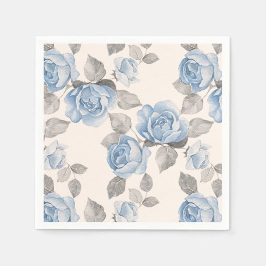 Blumenmuster. Vintage blaue Rose Serviette (Vorderseite)