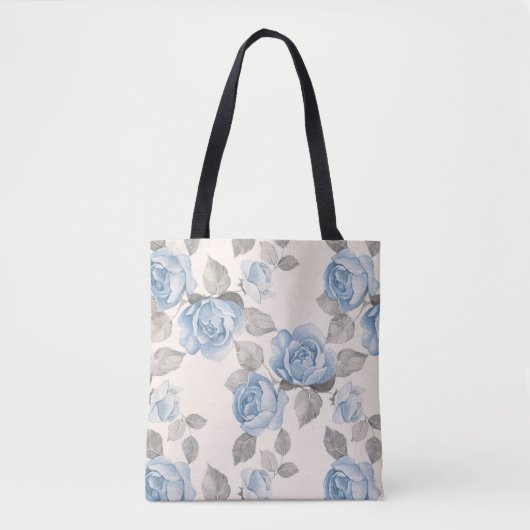 Blumenmuster Vintage blaue Rose Tasche (Vorderseite)