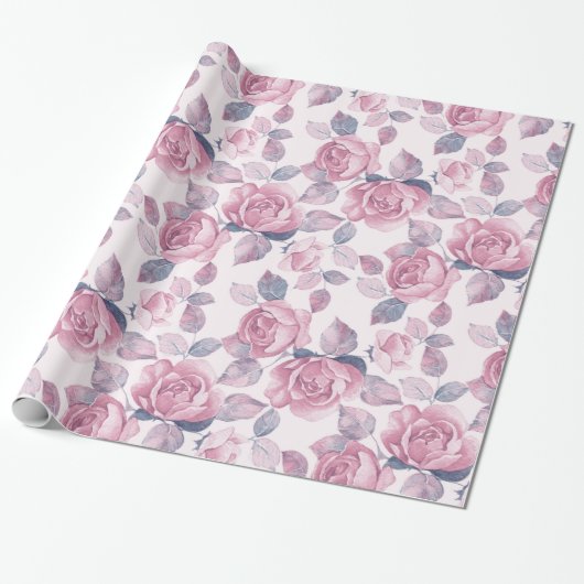 Blumenmuster. Vintage Rose Geschenkpapier (Ungerollt)
