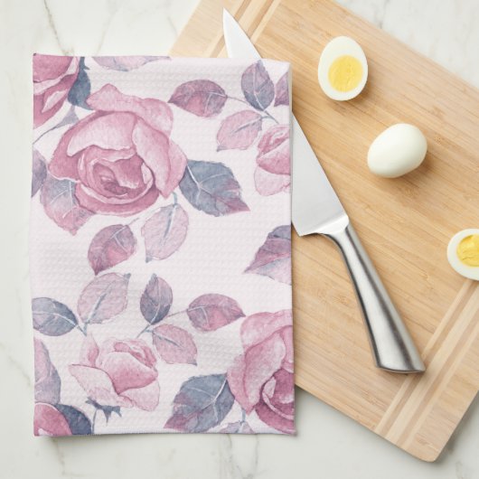 Blumenmuster. Vintage Rose Geschirrtuch (Viertel Falte)