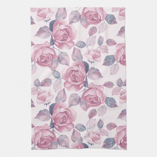 Blumenmuster. Vintage Rose Geschirrtuch (Vertikal)