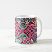 Blumenmuster: Vintages kariertes Muster. Kaffeetasse (VorderseiteRechts)