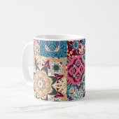 Blumenmuster: Vintages kariertes Muster. Kaffeetasse (Vorderseite Links)