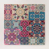 Blumenmuster: Vintages kariertes Muster. Puzzle (Horizontal)