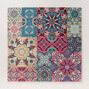 Blumenmuster: Vintages kariertes Muster. Puzzle