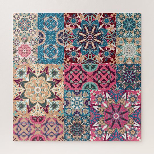 Blumenmuster: Vintages kariertes Muster. Puzzle (Vertikal)