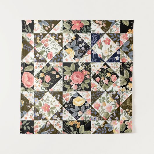 Blumenmuster: Vintages Mix Wandteppich (Vorderseite)