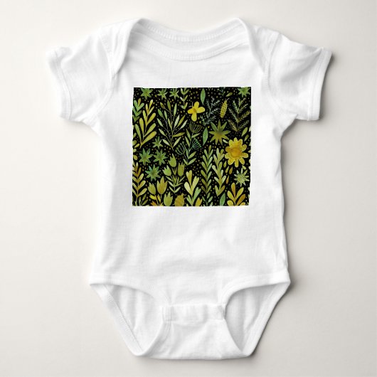 Blumenmuster: Vintages Wasserfarbmuster Baby Strampler (Vorderseite)