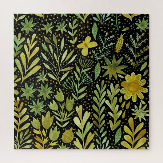 Blumenmuster: Vintages Wasserfarbmuster Puzzle (Vertikal)