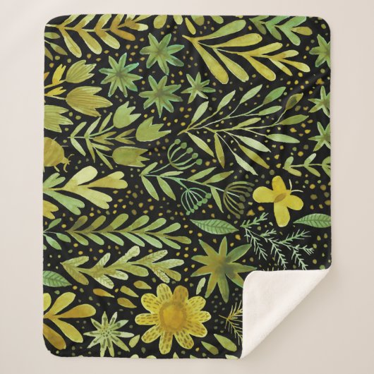 Blumenmuster: Vintages Wasserfarbmuster Sherpadecke (Vorderseite)