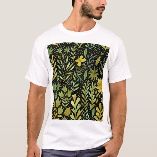 Blumenmuster: Vintages Wasserfarbmuster T-Shirt (Vorderseite)