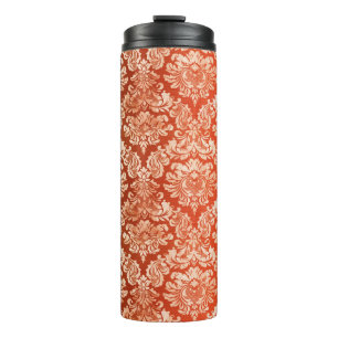 Blumenmuster Vintagetapete Hintergrund Thermosbecher