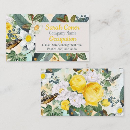 Blumenmuster Visitenkarte (Vorne/Hinten)