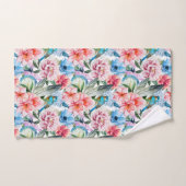 Blumenmuster Vögel Folies Blume Grün Blau Badhandtuch Set (Handtuch)