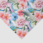 Blumenmuster Vögel Folies Blume Grün Blau Seidenpapier (Detail)