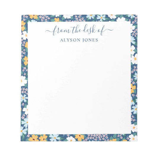 Blumenmuster vom Schreibtisch des Notizblock (Vorderseite)