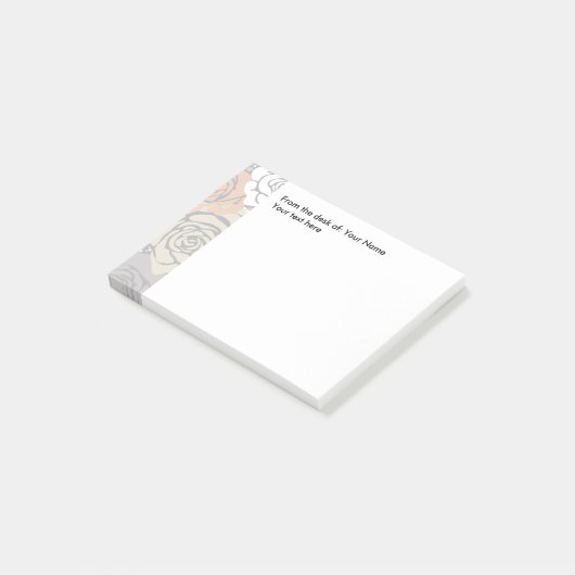 Blumenmuster vom Schreibtisch von Post-it Klebezettel (angewinkelt)