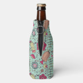 Blumenmuster von Cartoon mit Vögeln Flaschenkühler (Flasche Rückseite)
