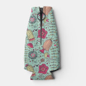 Blumenmuster von Cartoon mit Vögeln Flaschenkühler (Rückseite)