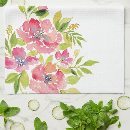 Blumenmuster Wasserfarbe Blume Küchen Handtücher (Gefaltet)