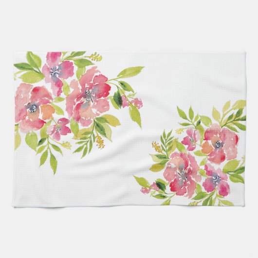 Blumenmuster Wasserfarbe Blume Küchen Handtücher (Horizontal)