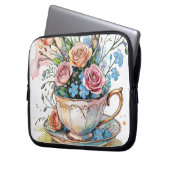 Blumenmuster - Wasserfarbe Boho Acrylkunst Laptopschutzhülle (Vorderseite Links)