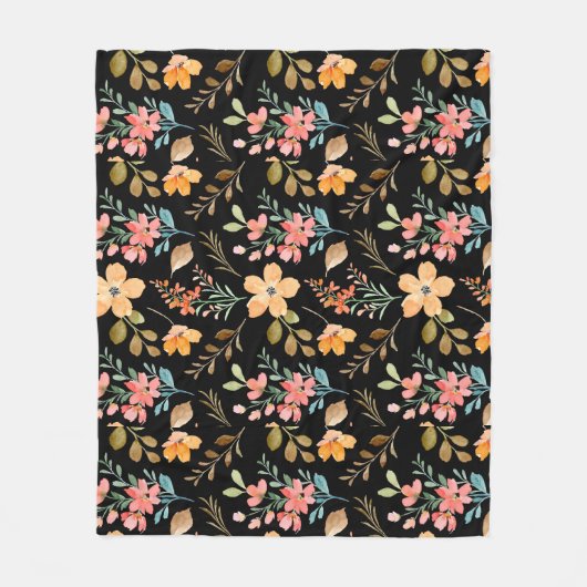 Blumenmuster - Wasserfarbenfeder der Mode Fleecedecke (Vorderseite)