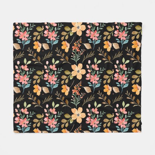 Blumenmuster - Wasserfarbenfeder der Mode Fleecedecke (Vorderseite (Horizontal))