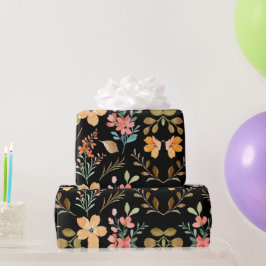 Blumenmuster - Wasserfarbenfeder der Mode Geschenkpapier