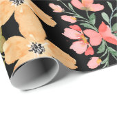 Blumenmuster - Wasserfarbenfeder der Mode Geschenkpapier (Rolleneckpunkt)