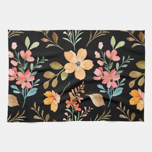 Blumenmuster - Wasserfarbenfeder der Mode Geschirrtuch (Horizontal)
