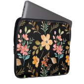 Blumenmuster - Wasserfarbenfeder der Mode Laptopschutzhülle (Vorne Rechts)