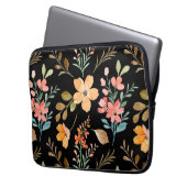 Blumenmuster - Wasserfarbenfeder der Mode Laptopschutzhülle (Vorderseite Links)