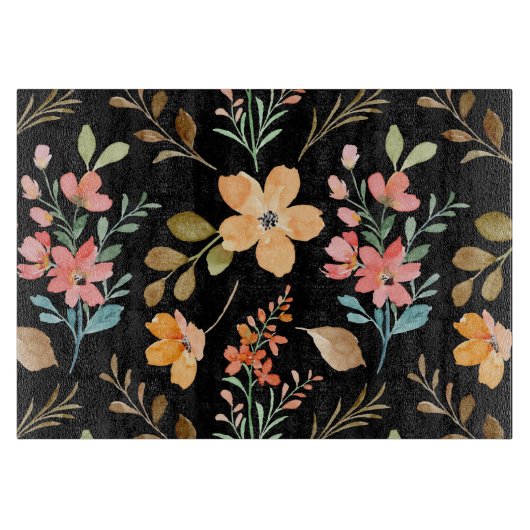 Blumenmuster - Wasserfarbenfeder der Mode Schneidebrett (Vorderseite)
