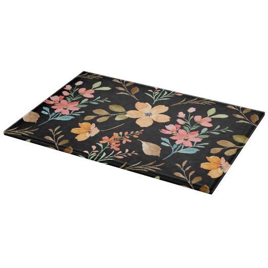Blumenmuster - Wasserfarbenfeder der Mode Schneidebrett (Ecke)