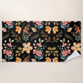 Blumenmuster - Wasserfarbenfeder der Mode Strandtuch