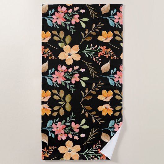 Blumenmuster - Wasserfarbenfeder der Mode Strandtuch (Vorderseite)